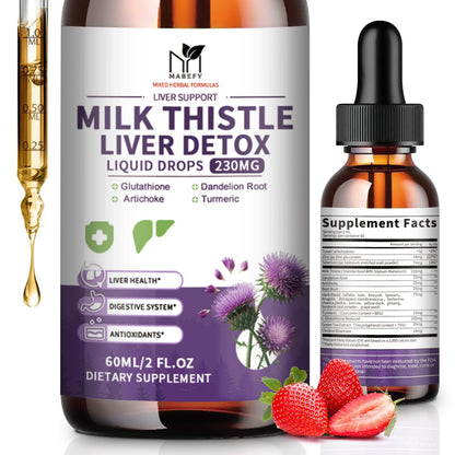 Milk Thistle Liver Support Drops – Detox & Repair | Vegan, Non-GMO, 2 fl oz