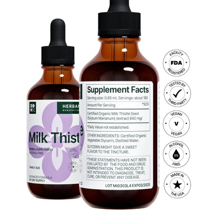 Milk Thistle 4 oz Liquid Extract - Liver Support Drops