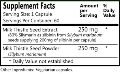 Milk Thistle Extract & Powder 250 mg + 250 mg | Daily Manufacturing