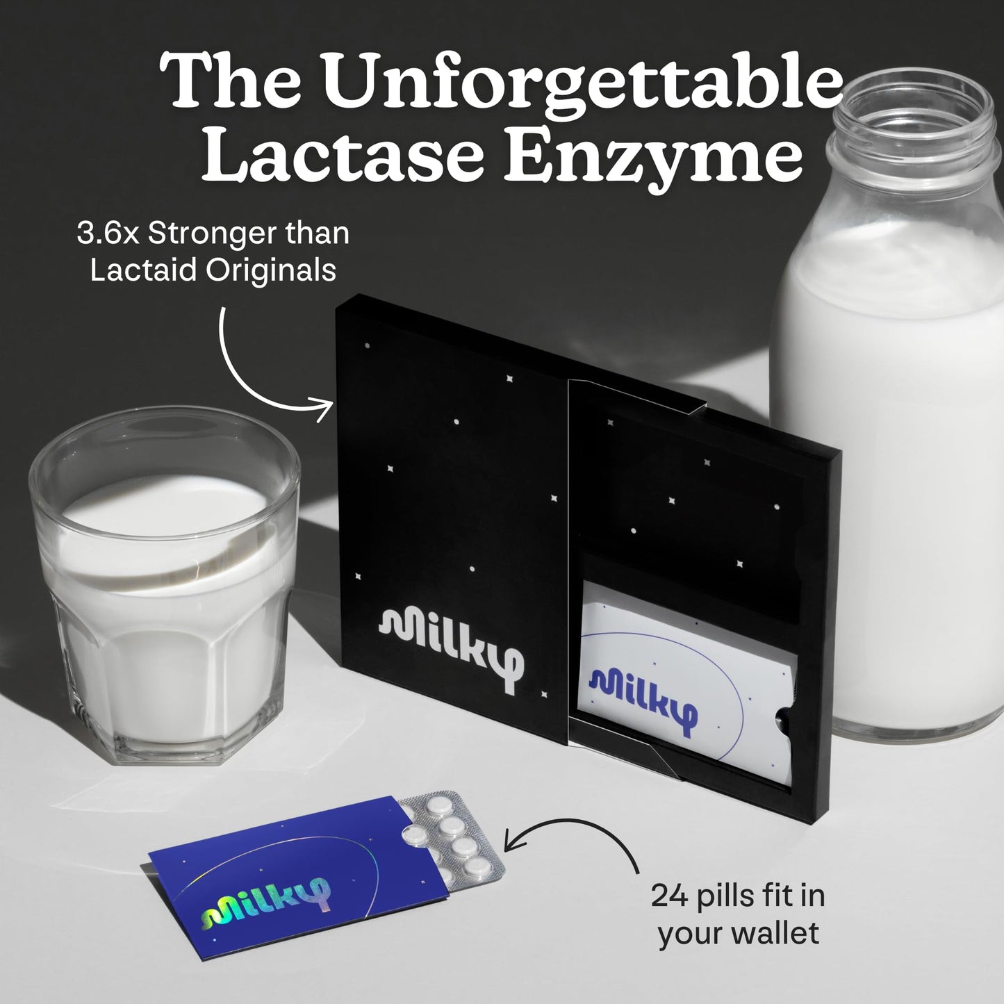 Milky Lactose Intolerance Pills - 10,800 FCC Lactase Enzyme | Dairy Relief