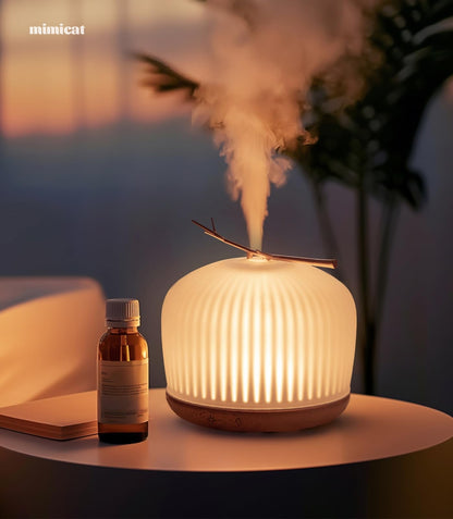 mimicat Quiet Aromatherapy Diffuser Glass 230ML Ultrasonic Cool Mist with Night Light – Aesthetic for Women and Girls