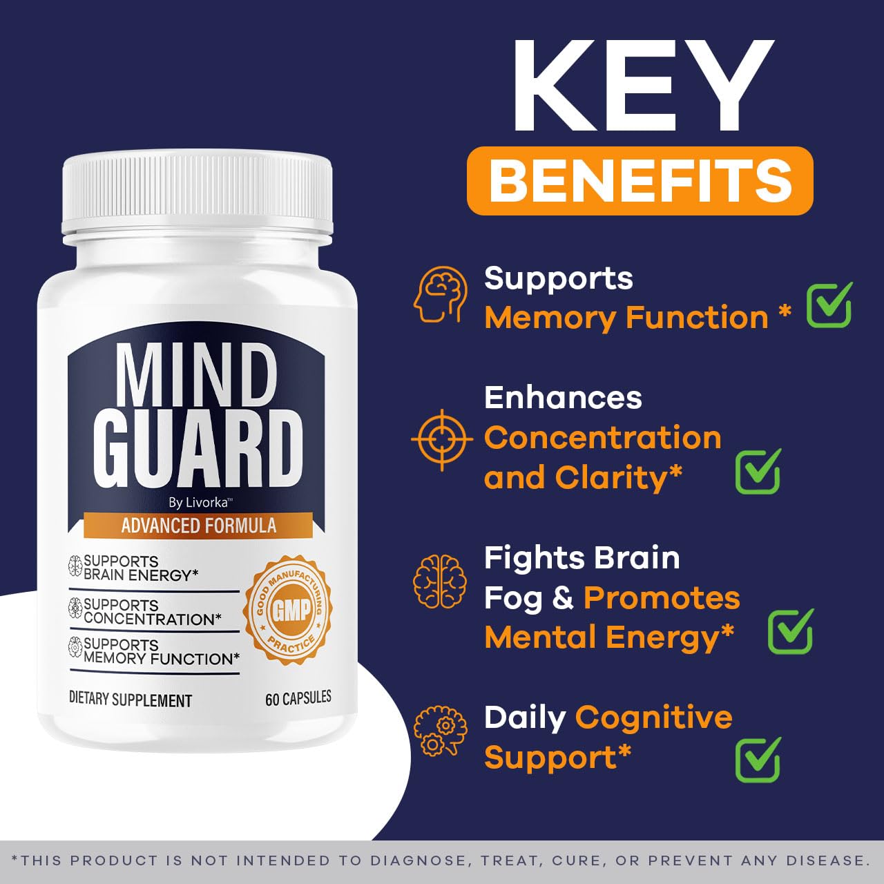 (2 Pack) Mind Guard Brain Supplement - Memory & Focus Support, 120 Capsules