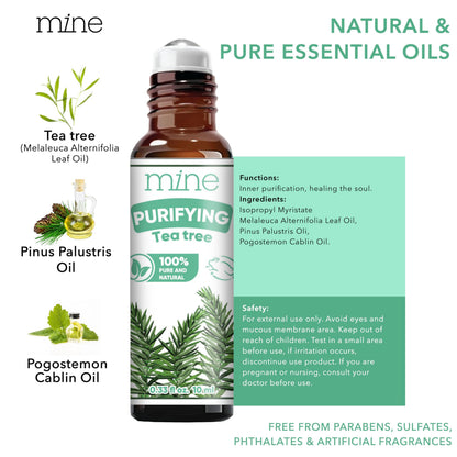 Mine Tea Tree Essential Oil Roll On - 100% Natural Tea Tree Oil for Skin, Face