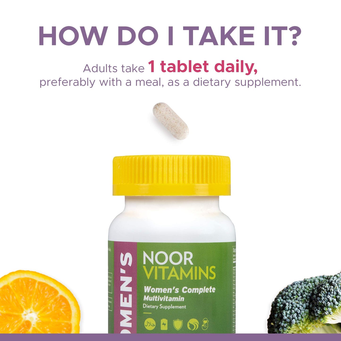 Noor Vitamins Halal Vegan Women's Multivitamin – Once Daily, 2-Month Supply