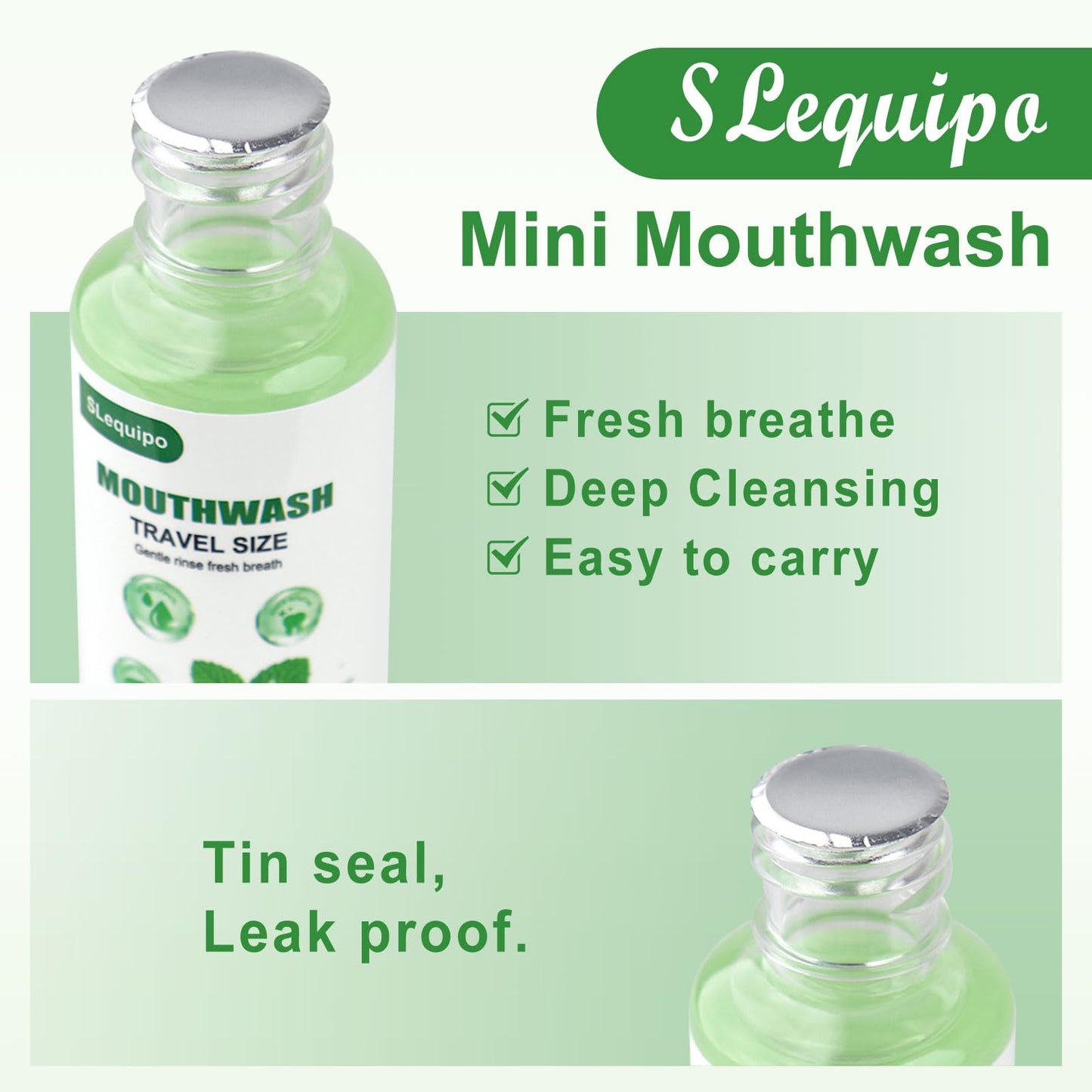 Travel Size Mouthwash Bulk – 50 Mint 35ml Portable Bottles for Travel Toiletries