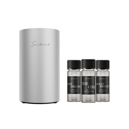 Mini Silver Diffuser Discovery Kit | Portable Cold-Air Diffuser & 3 Fragrance Oils (20mL)