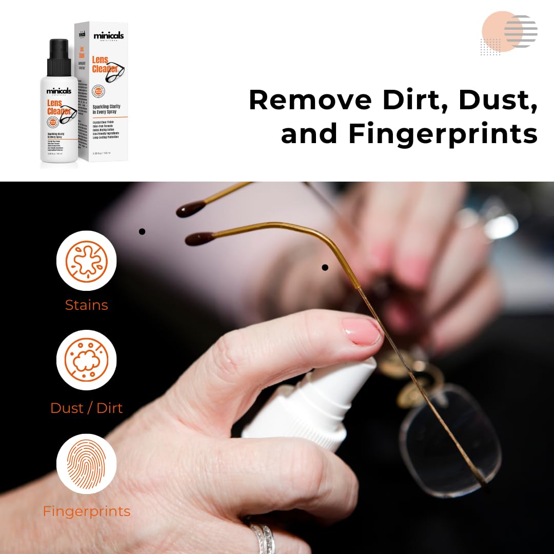 MINICALS Eyeglass Cleaner Spray with Microfiber Cloth | Compact Lens Cleaner Kit