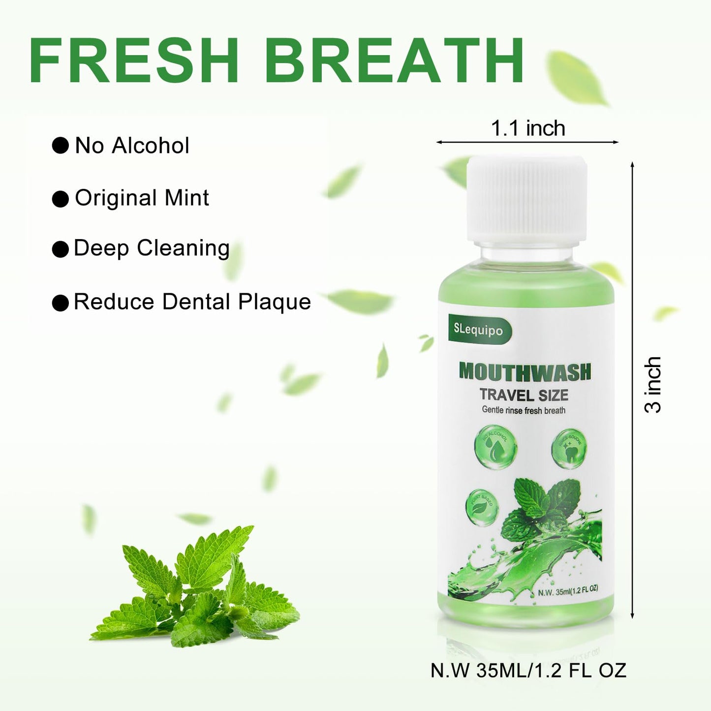 Travel Size Mouthwash Bulk – 50 Mint 35ml Portable Bottles for Travel Toiletries