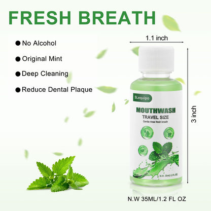 Travel Size Mouthwash Bulk – 50 Mint 35ml Portable Bottles for Travel Toiletries