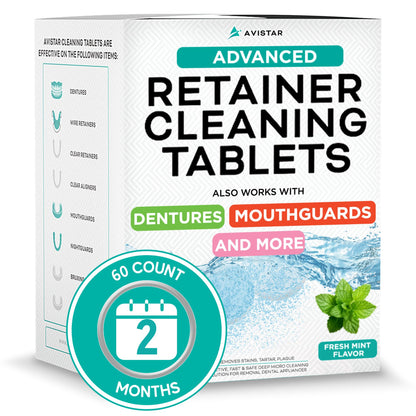 Mint Flavor Retainer & Mouth Guard Cleaner Tablets – Invisalign & Denture Cleaner (FSA/HSA Approved)