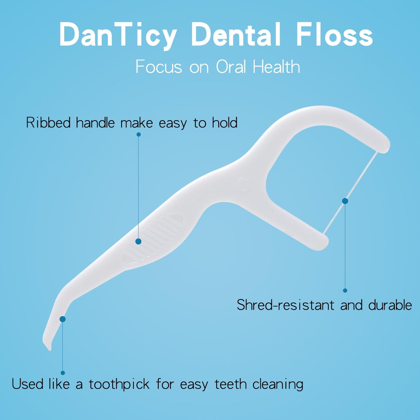 Dental Floss Picks Extra Strong – Professional Clean Flosser for Braces, Mint, 50 Count