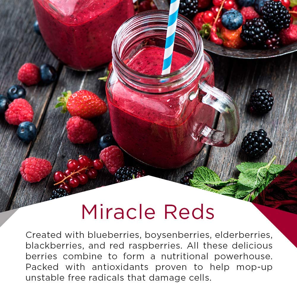 MacroLife Naturals Miracle Reds Superfood Powder – 19 Superfruits, Probiotics & Enzymes, 30oz (90 Servings)