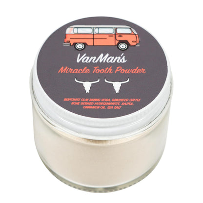 Miracle Tooth Cleaning Powder Toothpaste - Fluoride-Free, Bentonite Clay, Grass-Fed Bone Hydroxyapatite, Cinnamon Oil - 2.2 oz