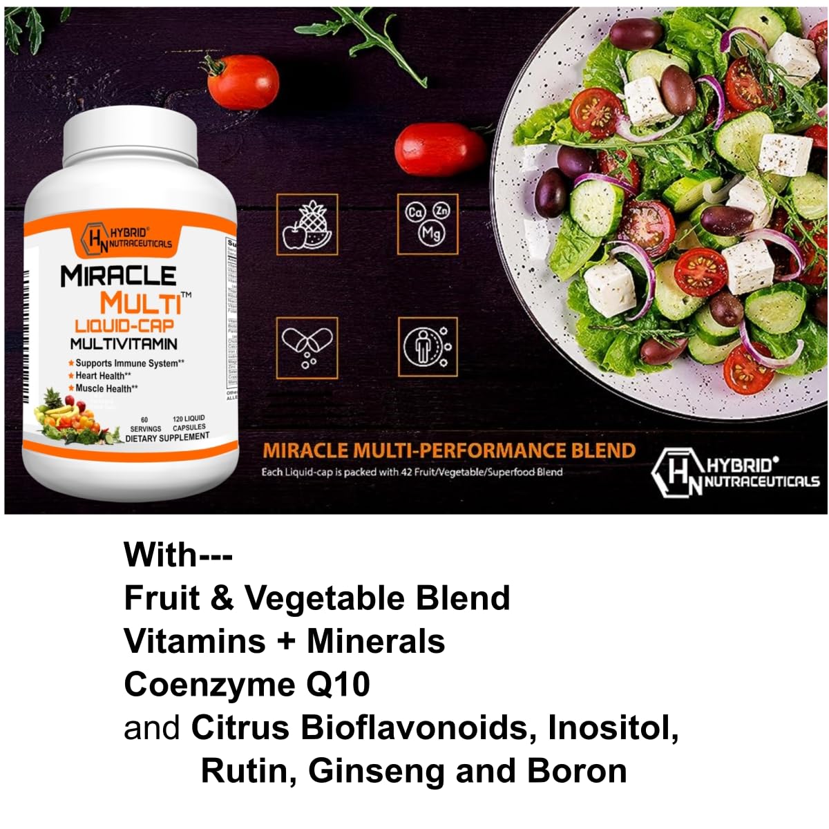 MiracleMulti Liquid Multivitamin – 120 Softgels for Men & Women, Whole Food Vitamin & Mineral