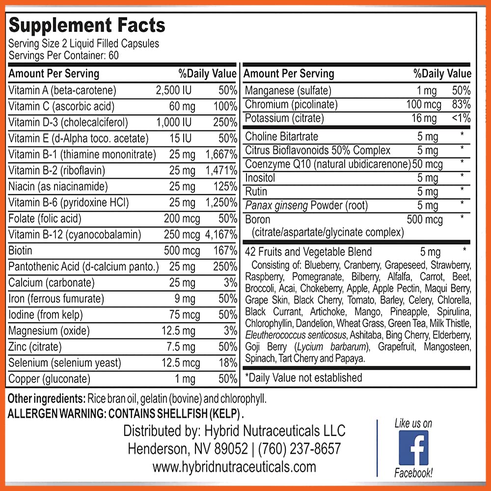 MiracleMulti Liquid Multivitamin – 120 Softgels for Men & Women, Whole Food Vitamin & Mineral