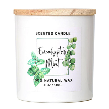 MIRASCENTS Eucalyptus & Mint Scented Candle – 11oz Natural Soy Wax