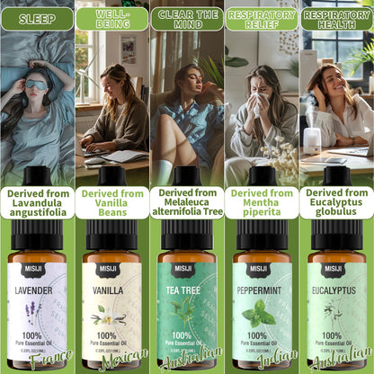 MISIJI Essential Oils Set – 10 Scents for Diffuser & Aromatherapy