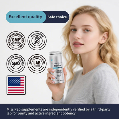 MISS PEP NAD+ Supplement – Nicotinamide Riboside + Resveratrol, 60 Capsules
