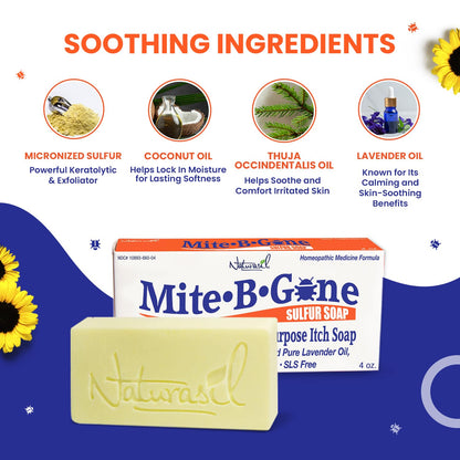 Mite-B-Gone Relief Soap – Fast Itch Relief for Mites & Bug Bites (4 oz Bars, 2)