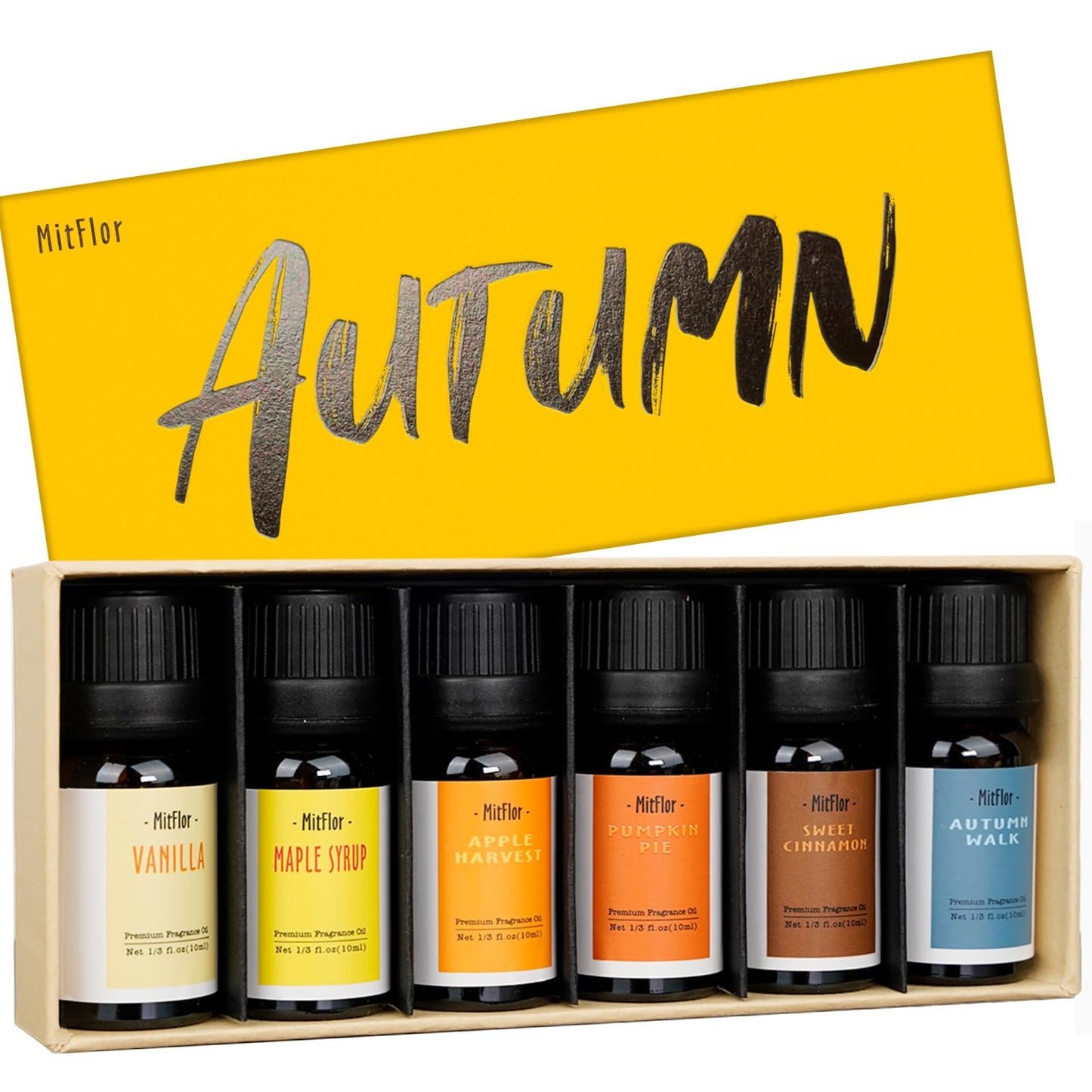 Autumn Essential Oils Set - MitFlor Fall Fragrance Oils for Candle & Soap Making, 10ml x6