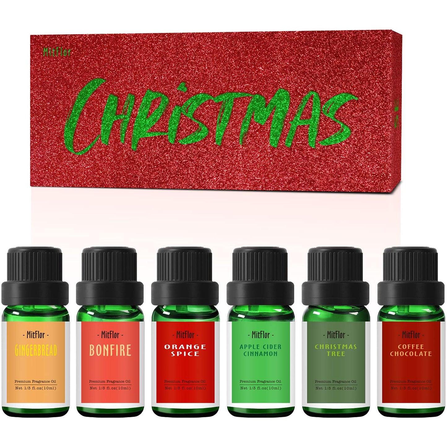 MitFlor Christmas Fragrance Oils Set – 6x10 ml Holiday Diffuser Oils