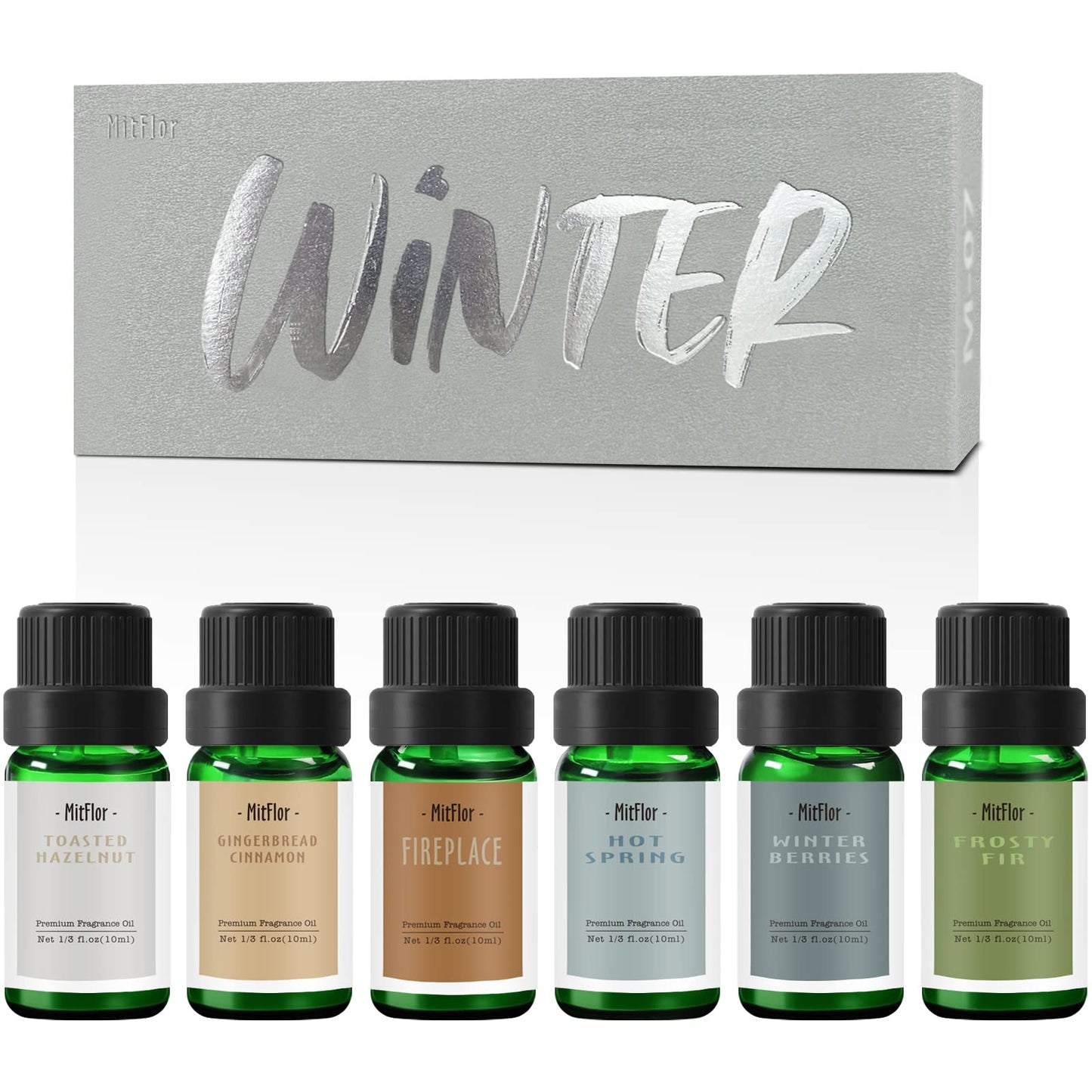 MitFlor Winter Essential Oils – 6 x 10ml Diffuser & Candle Scents Gift Set