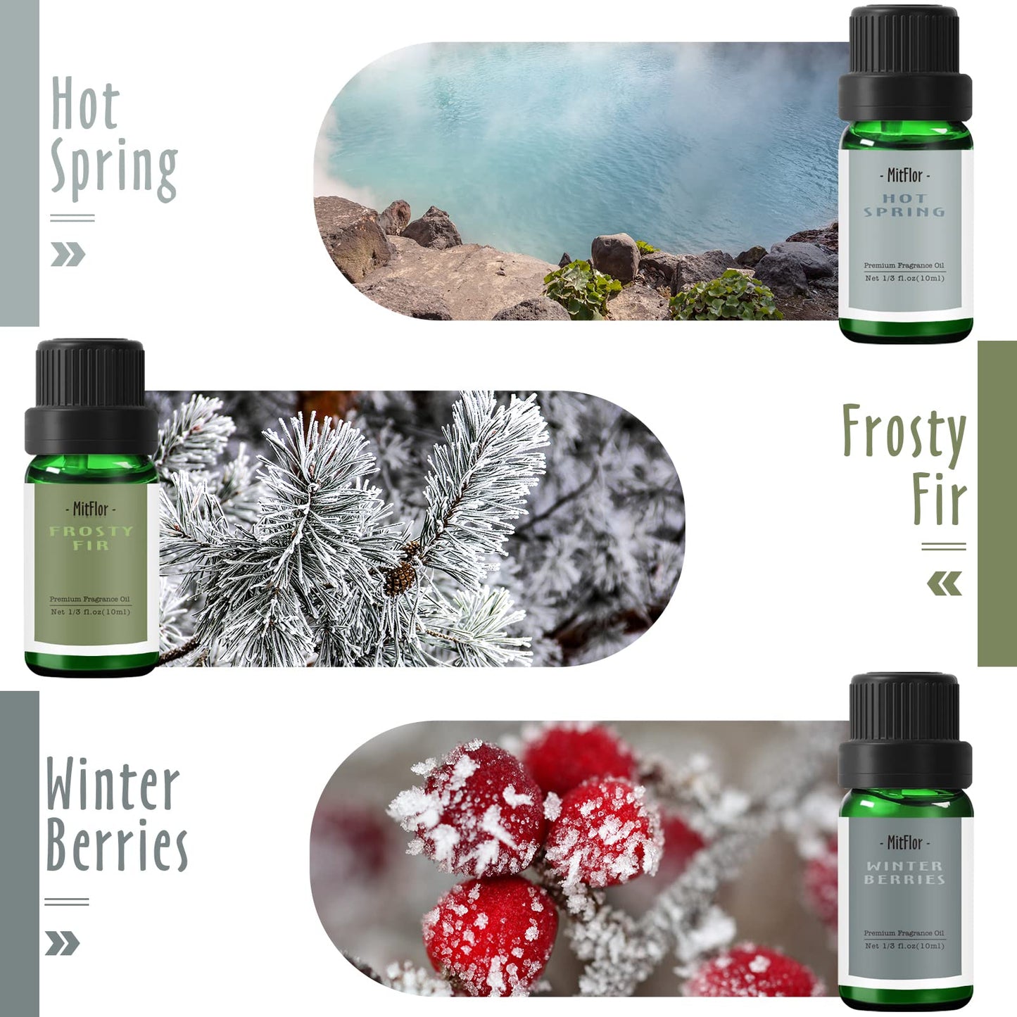 MitFlor Winter Essential Oils – 6 x 10ml Diffuser & Candle Scents Gift Set