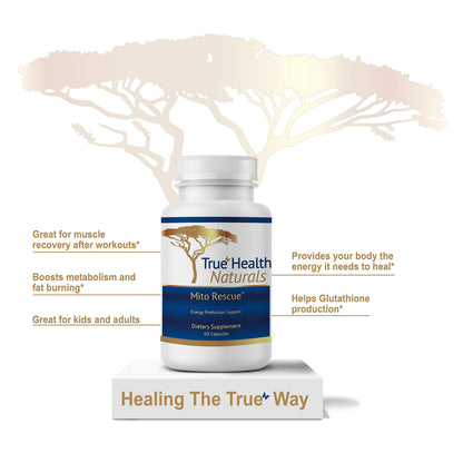 True Healing Naturals Mito Rescue - Mitochondrial Support Supplements, 60 Vegetarian Capsules