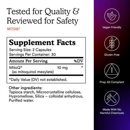 MitoQ Pure Advanced Mitochondria Supplement | Superior Bioavailability for Healthy Aging, Energy, Heart Health & Mobility