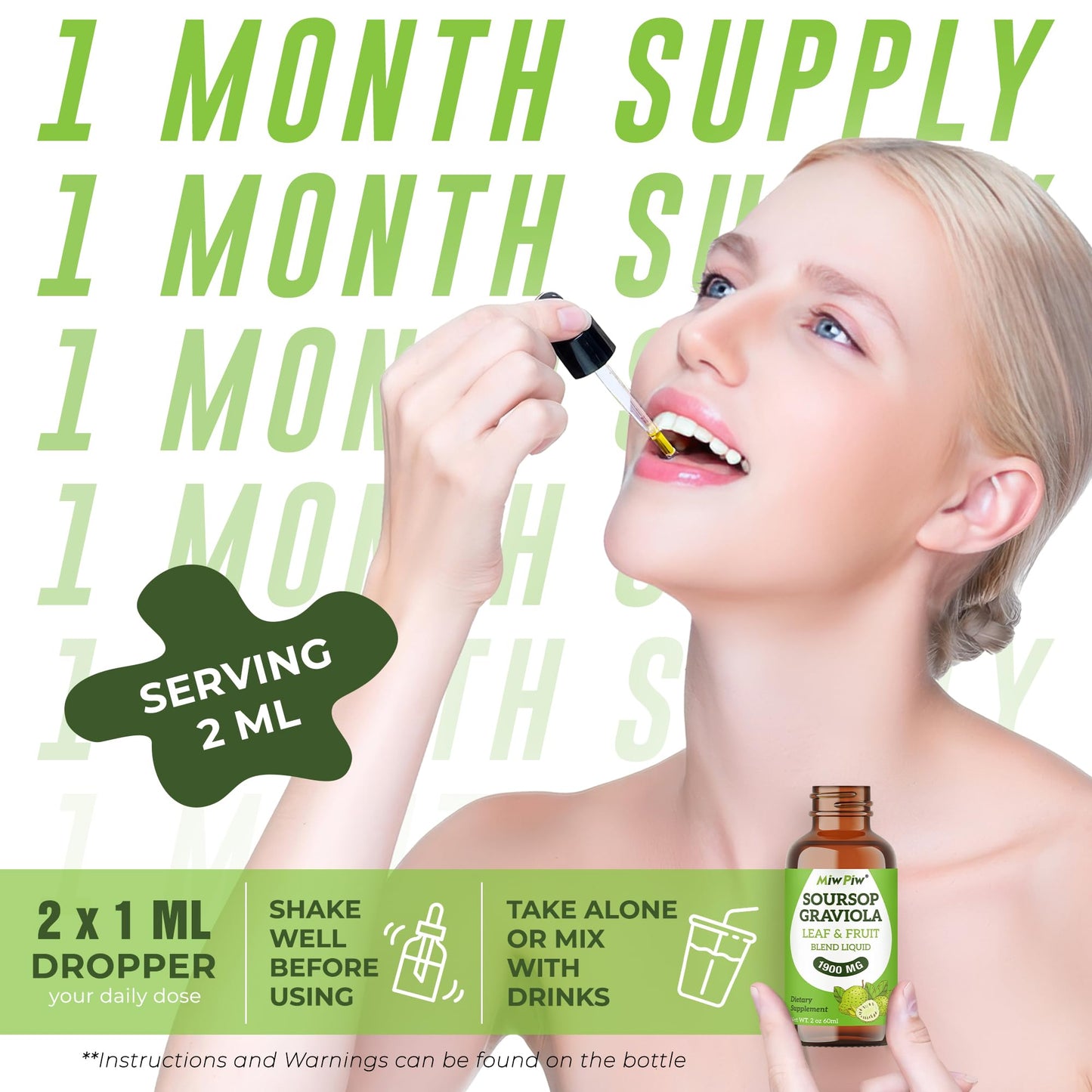 MiW Piw Soursop Graviola Liquid Drops 1900MG – Sleep Support & Immune Boost