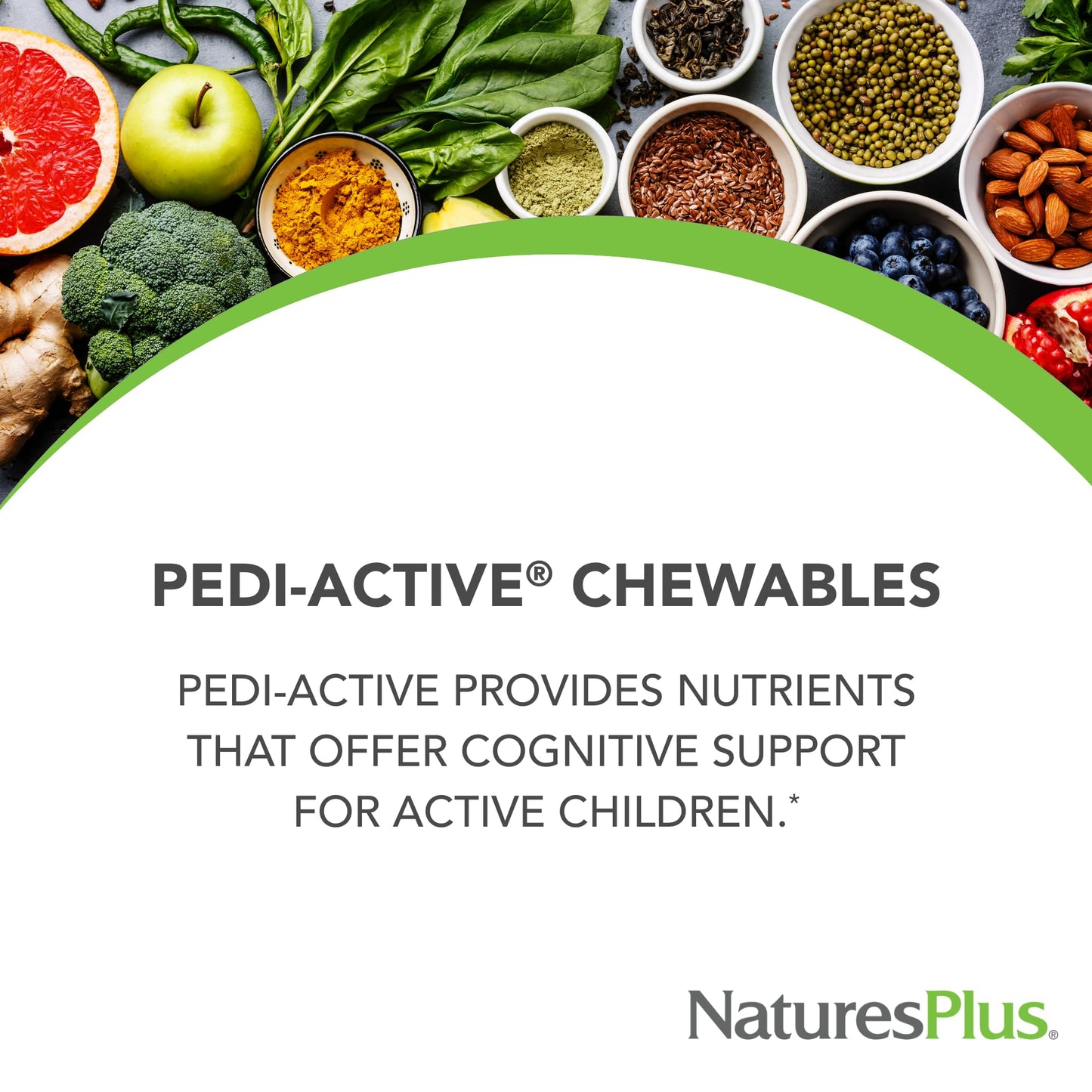 NaturesPlus Pedi-Active LECI-PS DMAE Complex – 120 Chewable Tablets (Mixed Berry) – Brain Health & Focus for Kids