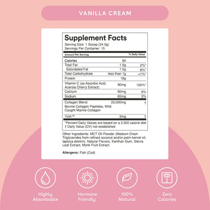 Mixhers Collagen Powder - Vanilla Cream, 30-Day Beauty Support