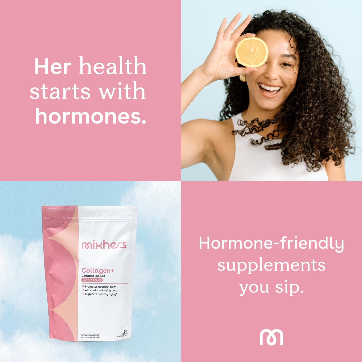 Mixhers Collagen Powder - Vanilla Cream, 30-Day Beauty Support
