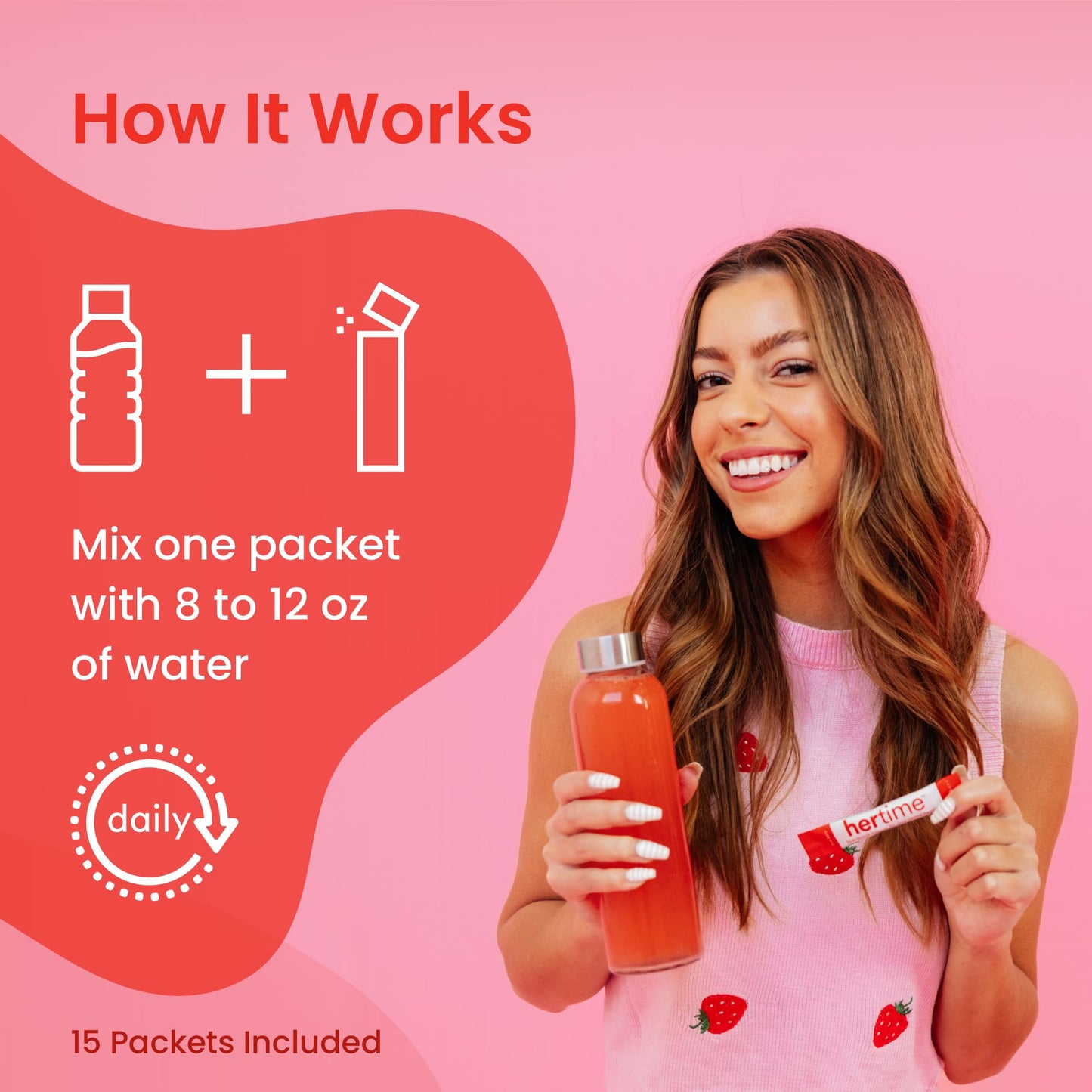MIXHERS Hertime PMS - Hormonal Health & Menstrual Wellness (Sugar-Free Peach Lemonade) - 15 Packets