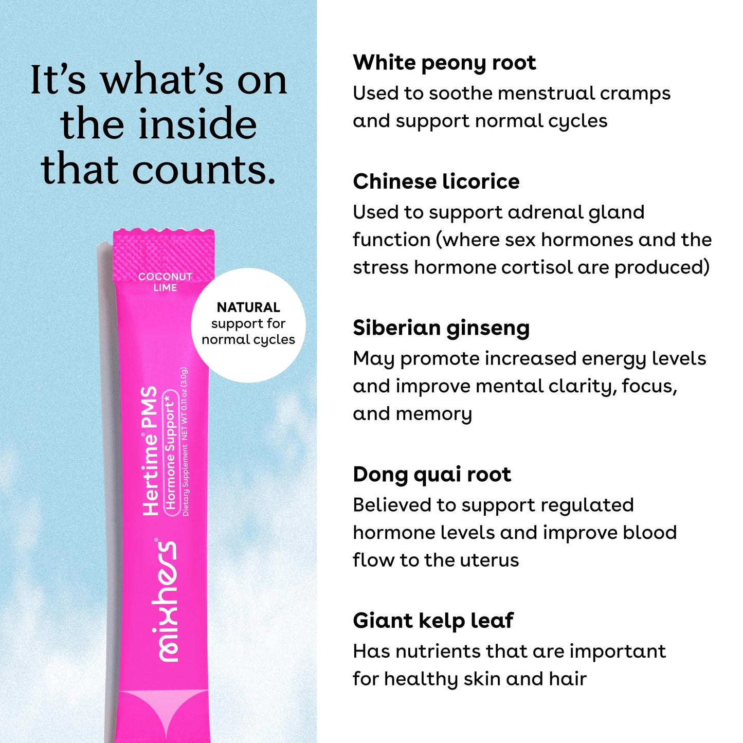 MIXHERS Hertime PMS - Hormonal Health & Menstrual Wellness (Sugar-Free, 15 Packets)