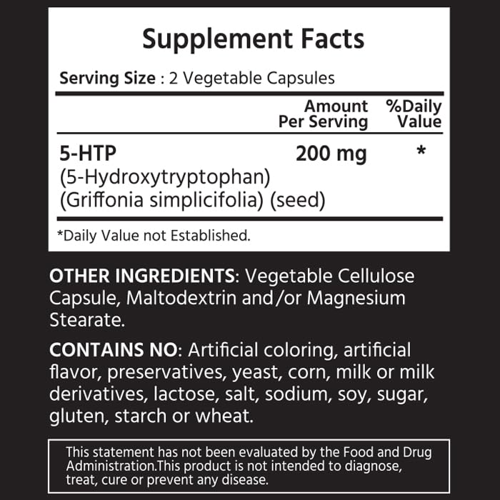 ML Naturals 5-HTP 200 mg | 240 Veggie Capsules | Non-GMO, Gluten Free, NSF-Certified