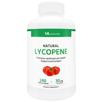 ML Naturals Natural Lycopene 30 mg - 240 Vegetable Capsules | Antioxidant, Immune Support, Cardiovascular & Prostate Health