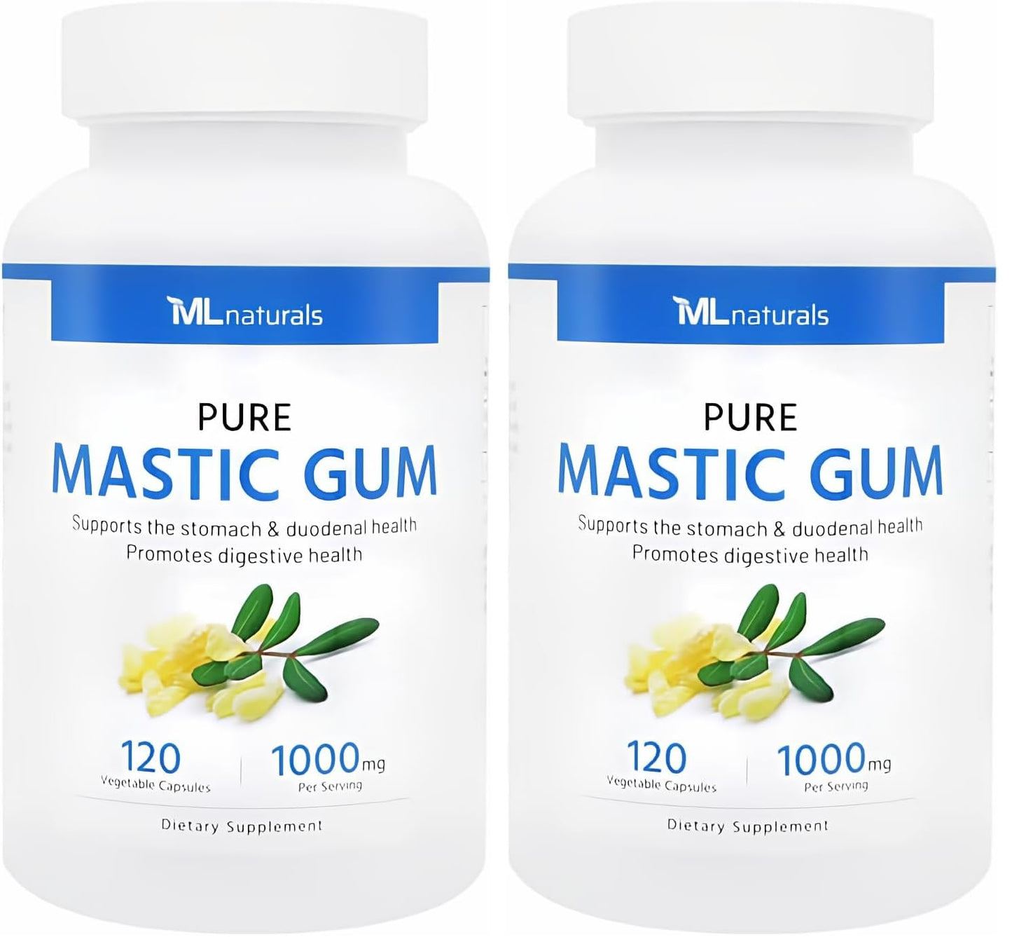 ML Naturals Mastic Gum 1000mg – 120 Vegan Capsules (Pack of 2) | Premium Quality | Supports Stomach & Duodenal Health | NSF-Certified & cGMP-Compliant