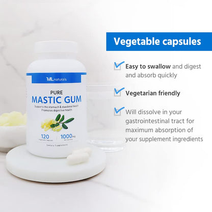 ML Naturals Mastic Gum 1000mg – 120 Vegan Capsules (Pack of 2) | Premium Quality | Supports Stomach & Duodenal Health | NSF-Certified & cGMP-Compliant