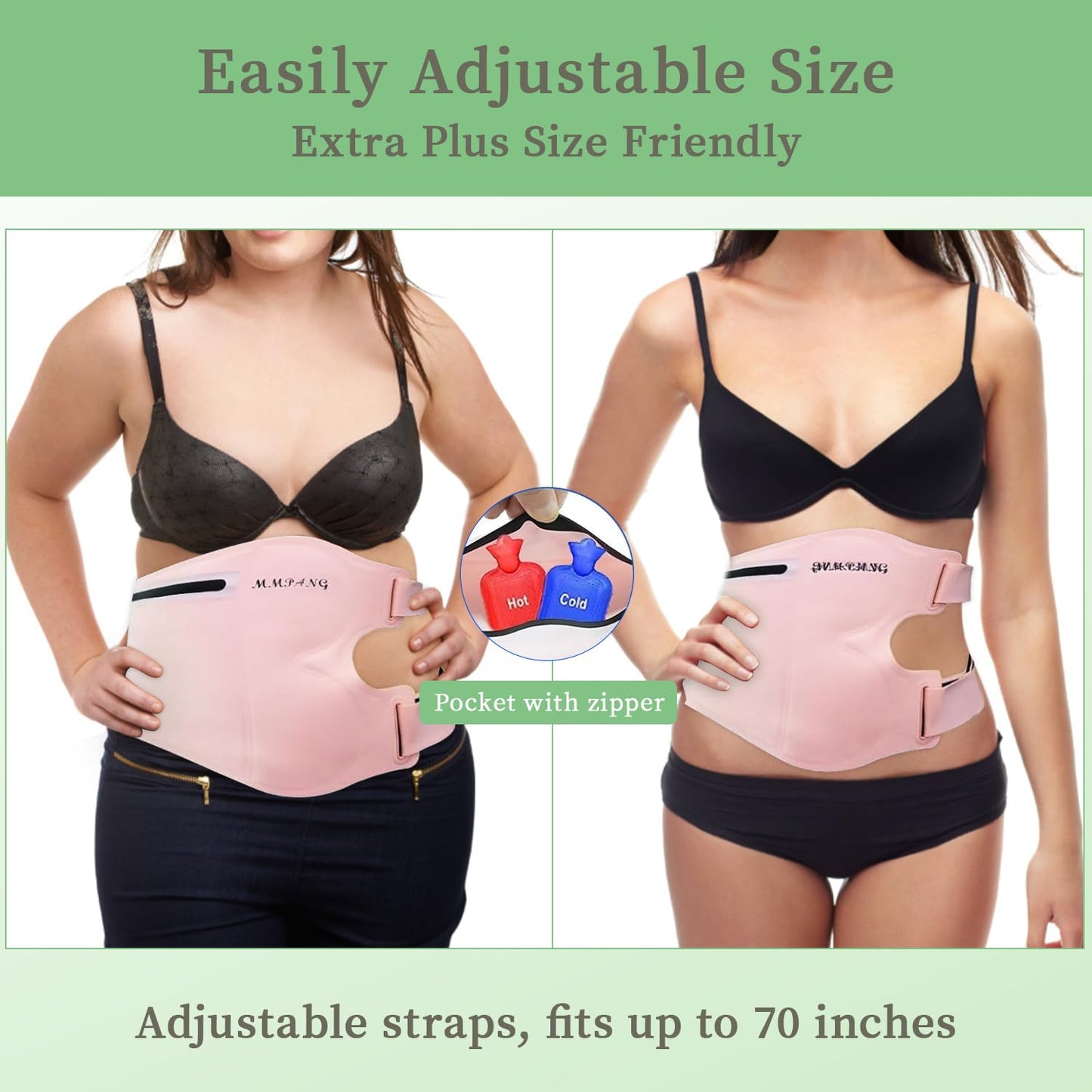 MMPANG Organic Castor Oil Pack Wraps - Reusable Waist & Neck Pads (Plus Size)