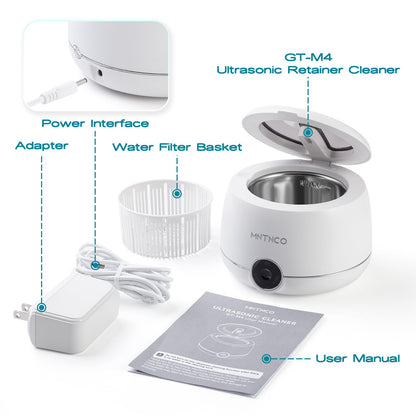 MNTNCO Ultrasonic Retainer Cleaner - White Cleaning Machine for Dentures
