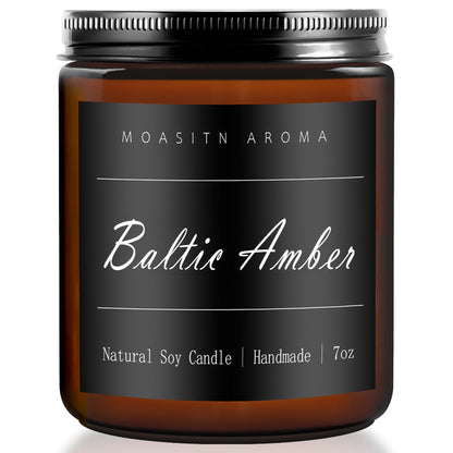 MOASITN Baltic Amber Scented Candles – Natural Soy Aromatherapy Jar Candle 7oz