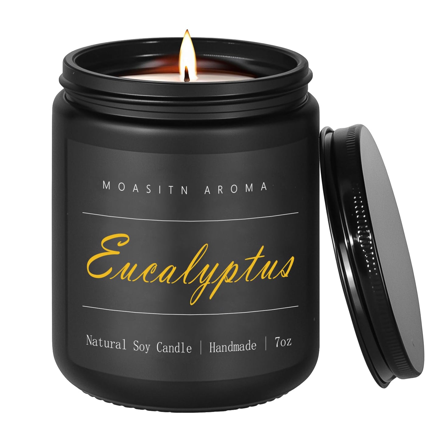 MOASITN Eucalyptus Natural Soy Candle – Mint, Eucalyptus & Basil Heavenly Scented Candle for Home Aromatherapy | Handmade, Long-Lasting, Clean Burn | Gift for Women & Men | 7oz