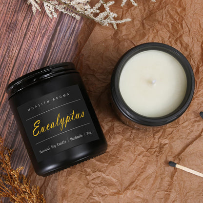 MOASITN Eucalyptus Natural Soy Candle – Mint, Eucalyptus & Basil Heavenly Scented Candle for Home Aromatherapy | Handmade, Long-Lasting, Clean Burn | Gift for Women & Men | 7oz