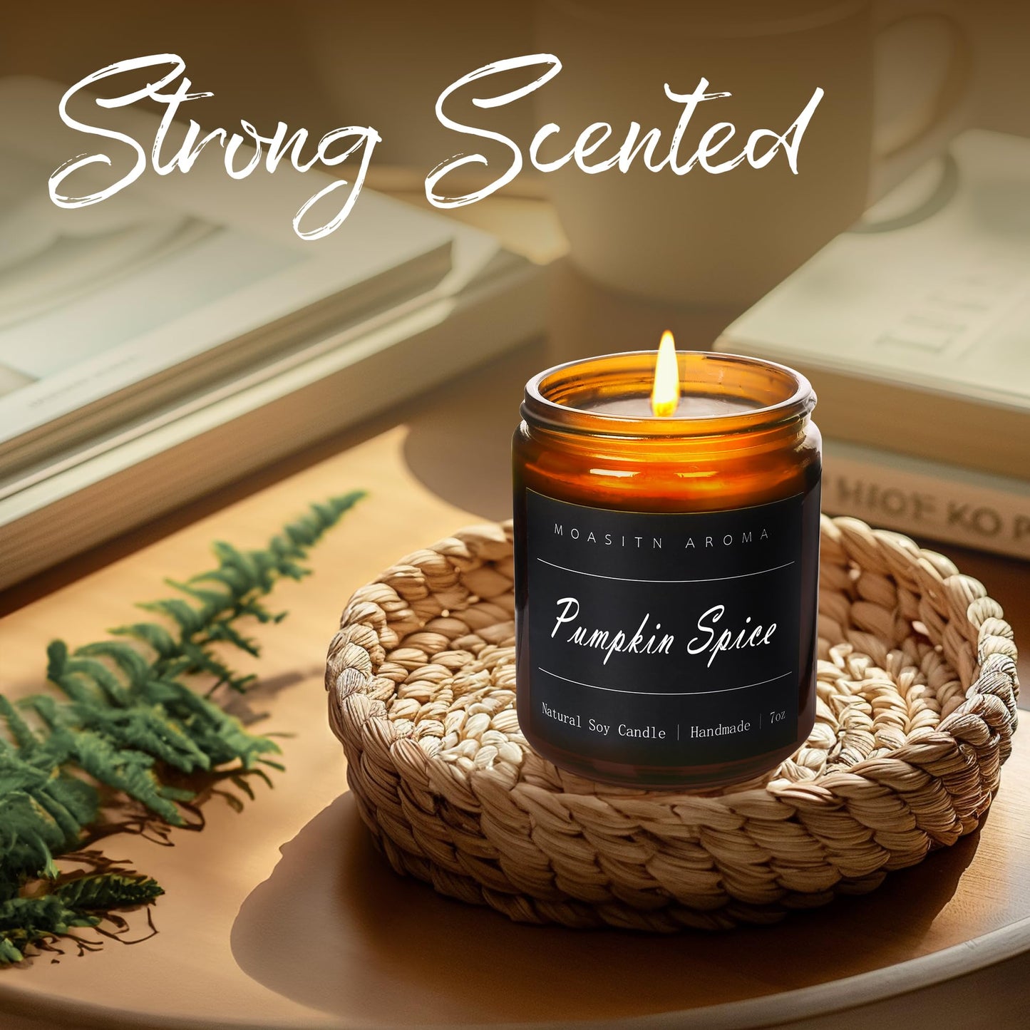 MOASITN Pumpkin Spice Soy Candle - 7oz Jar | Handmade Long-Lasting Aromatherapy for Home, Halloween & Birthday Gifts