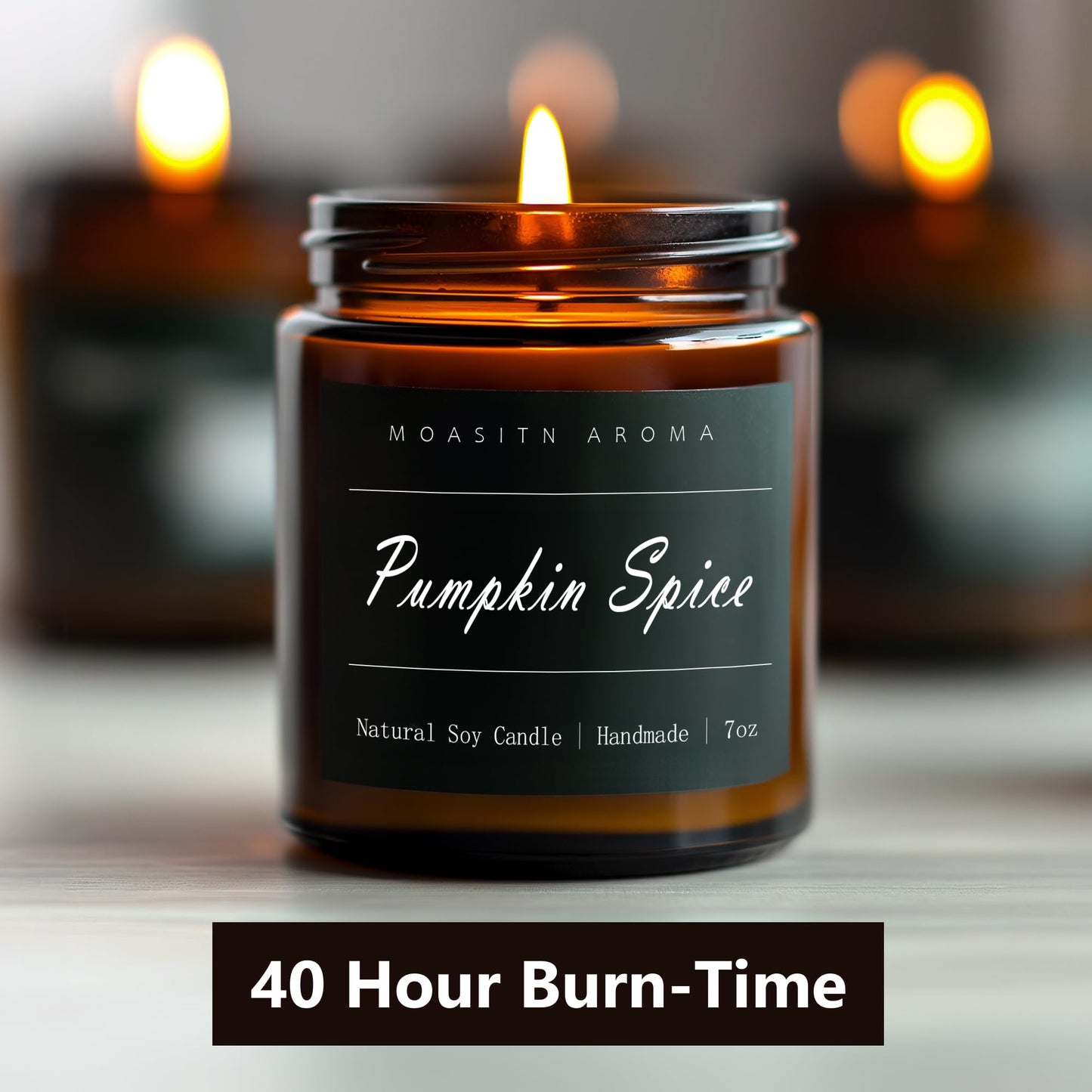 MOASITN Pumpkin Spice Soy Candle - 7oz Jar | Handmade Long-Lasting Aromatherapy for Home, Halloween & Birthday Gifts