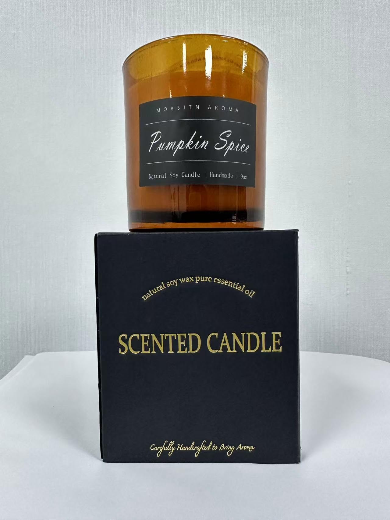 MOASITN Pumpkin Spice Soy Candle 9oz – Handmade Large Luxurious Aromatherapy Jar