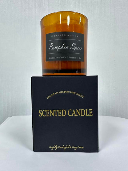 MOASITN Pumpkin Spice Soy Candle 9oz – Handmade Large Luxurious Aromatherapy Jar
