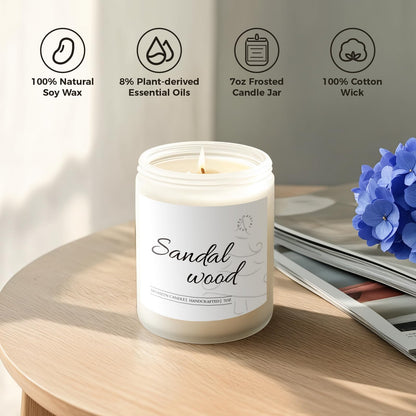 MOASITN Sandalwood Scented Candle – Cedar, Musk Soy Jar Candle 7oz | Handmade Aromatherapy Gift