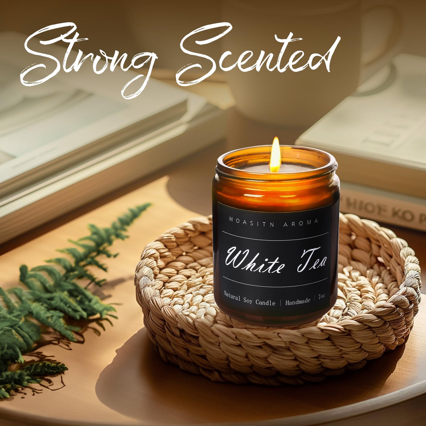 MOASITN White Tea Scented Candle – Natural Soy Aromatherapy, 7oz